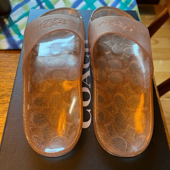 NEW COACH Ulyssa Slide Waterproof Sport Slides, In Dark Gold- Size 6 or 8 - Picture 11 of 13